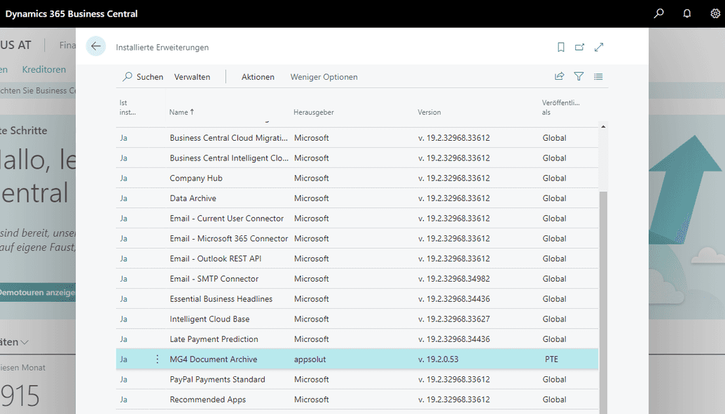 Erweiterung installiert