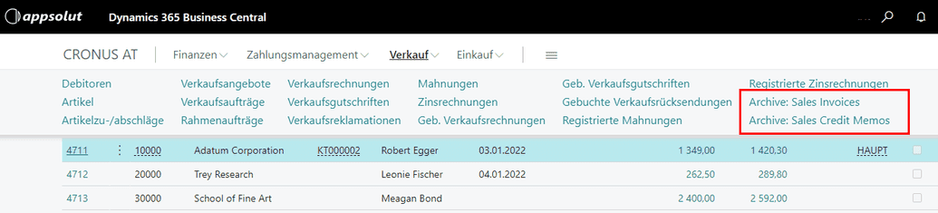 Menü Geschäftsführer Verkauf